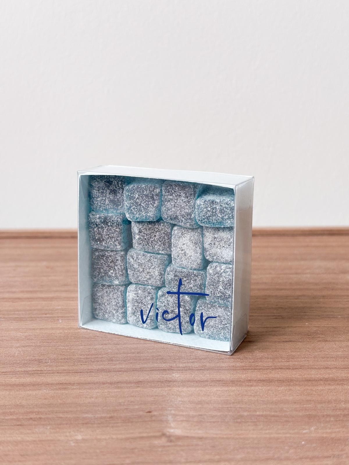 Dekseldoosje doorzichtig in Pastel Blauw voor doopsuiker - Atelier D