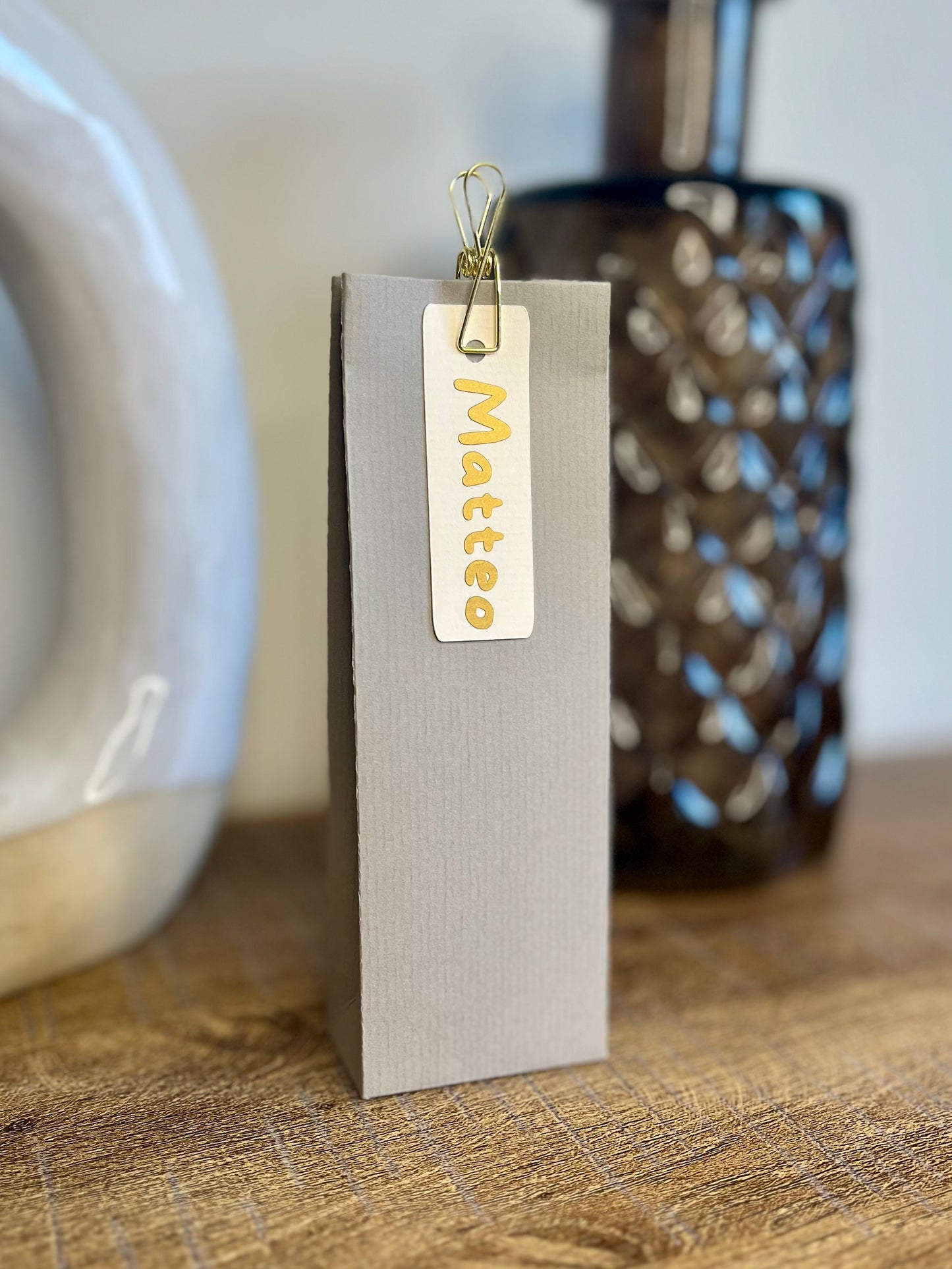 Hoog doosje in parelgrijs voor doopsuiker - Atelier D