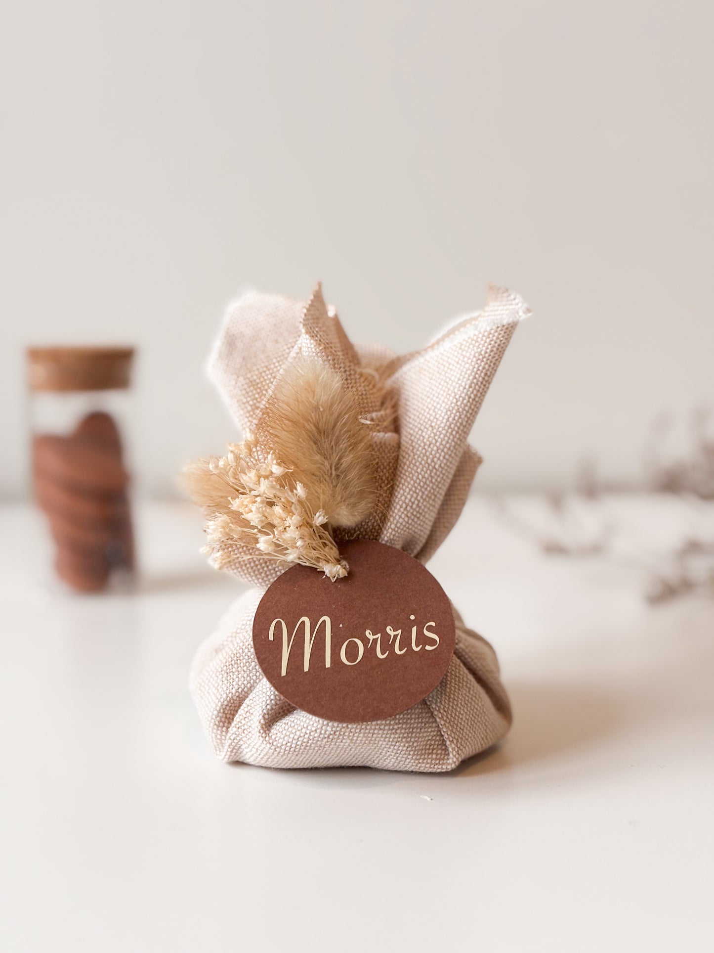 Linnen zakje zand voor doopsuiker - Atelier D