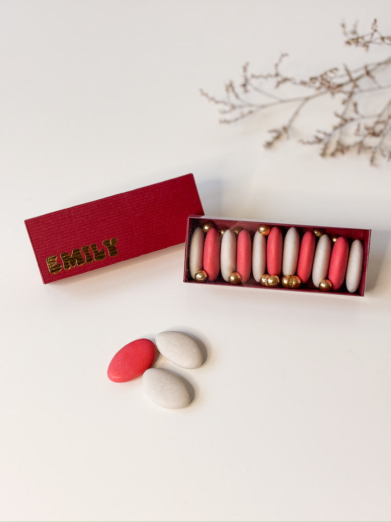 Luciferdoosje in Bordeaux voor doopsuiker - Atelier D