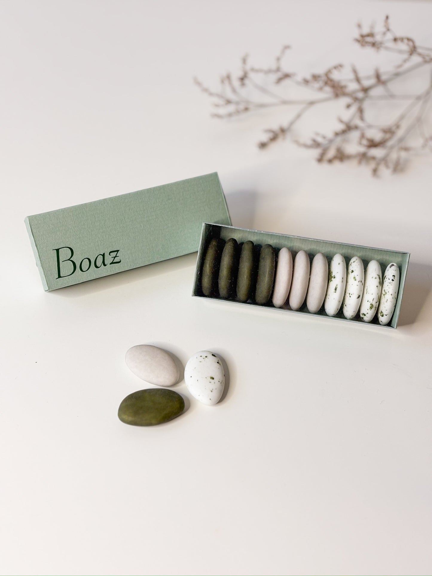 Luciferdoosje in Eucalyptus voor doopsuiker - Atelier D