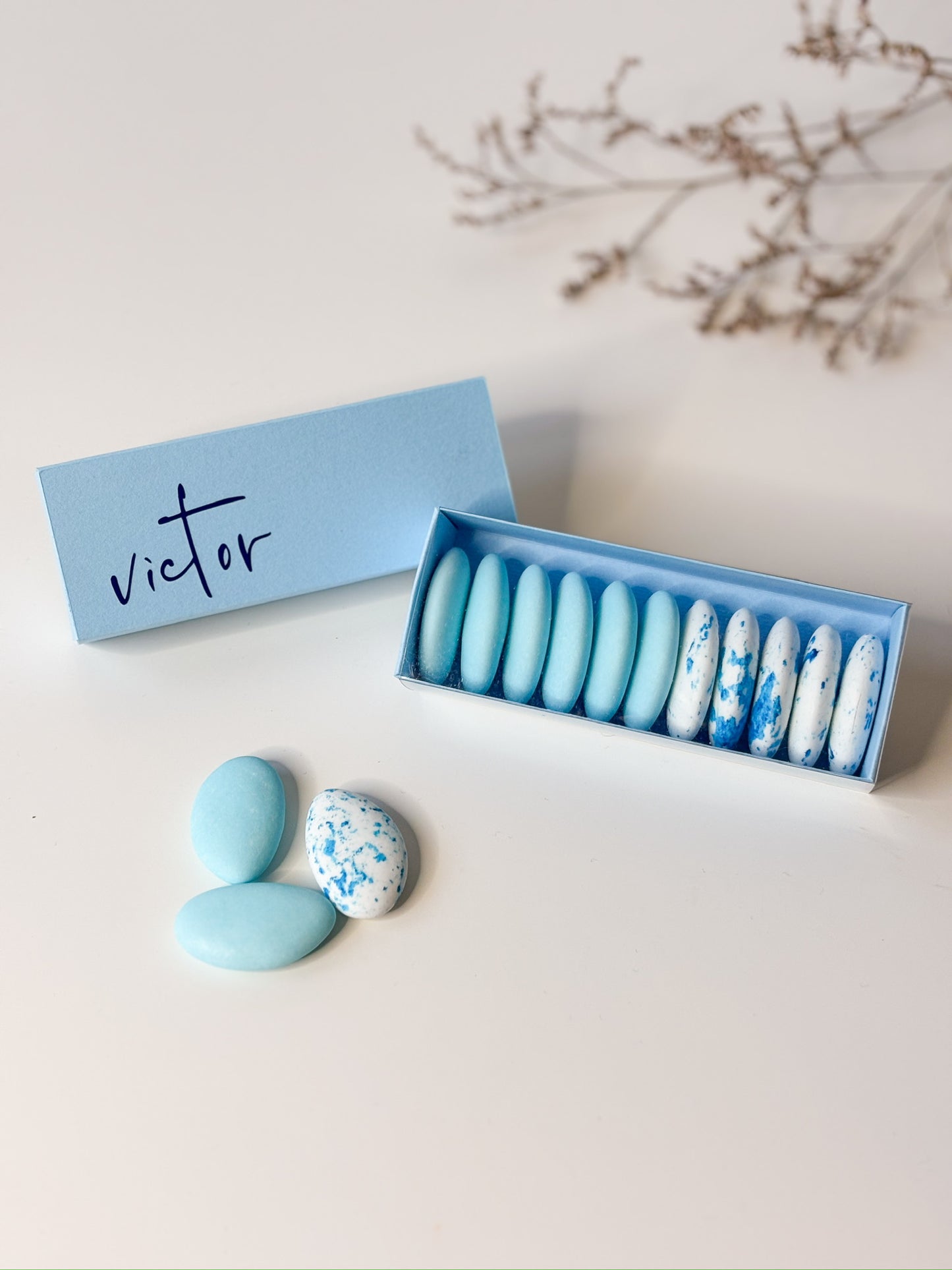 Luciferdoosje in Hemelsblauw voor doopsuiker - Atelier D