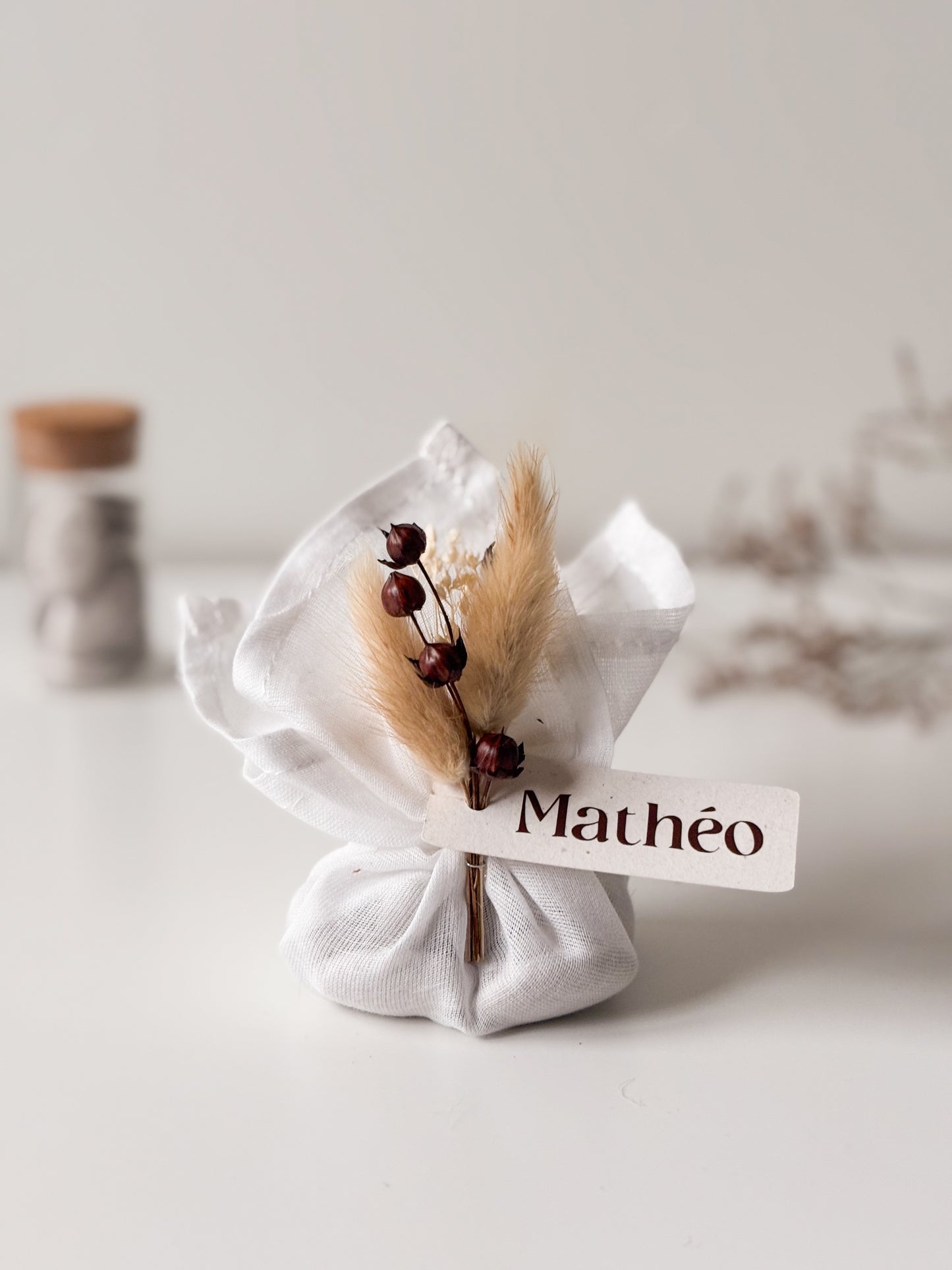 Zijden zakje wit voor doopsuiker - Atelier D