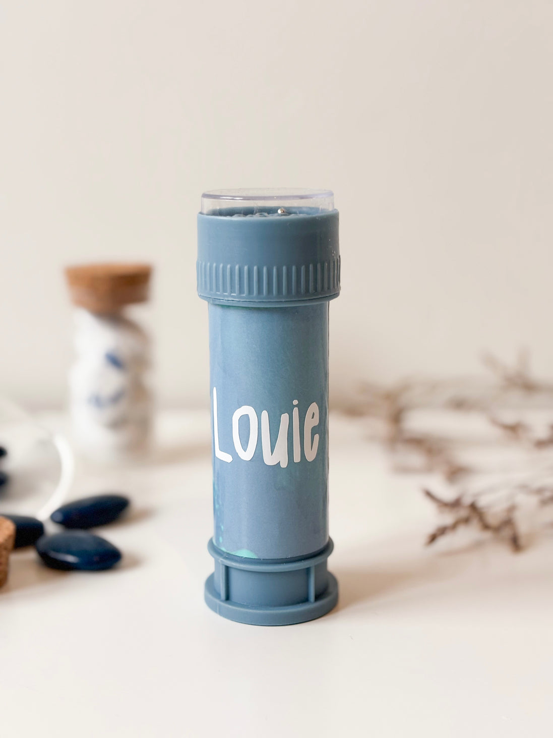 Bellenblaas in blauw voor doopsuiker - Atelier D