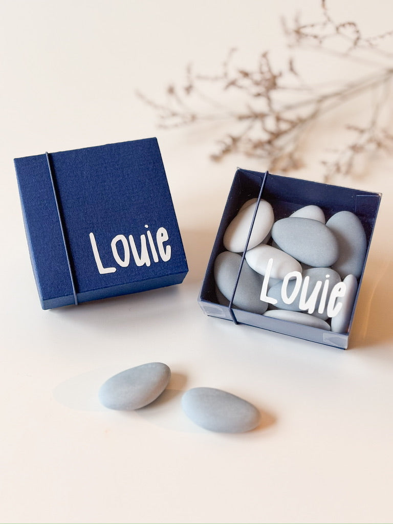 Dekseldoosje in donker blauw voor doopsuiker - Atelier D