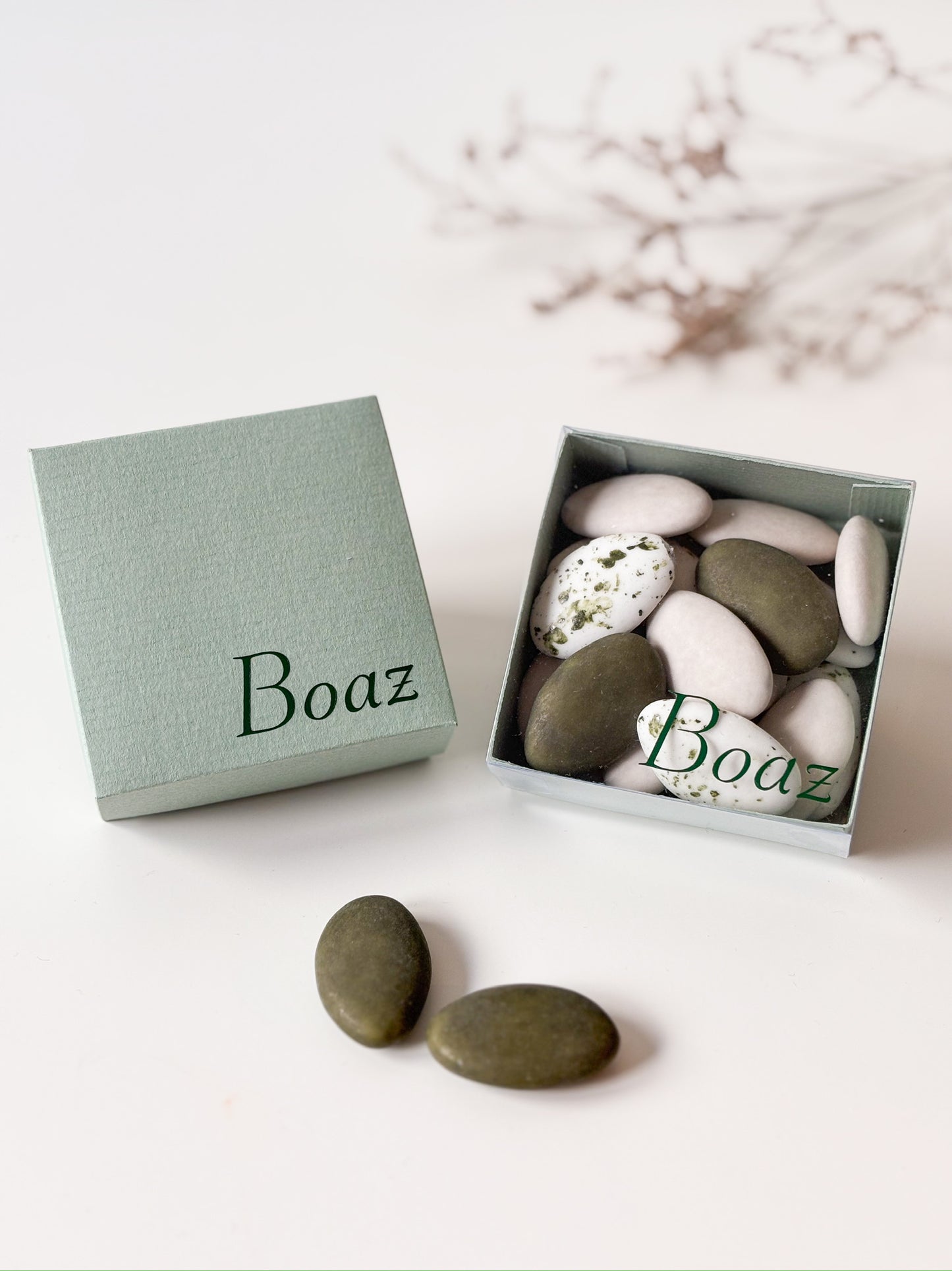 Dekseldoosje in eucalyptus voor doopsuiker - Atelier D