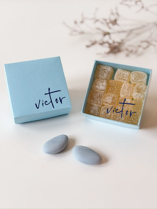 Dekseldoosje in hemelsblauw voor doopsuiker - Atelier D