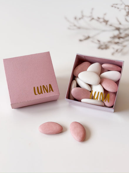 Dekseldoosje in oud roze voor doopsuiker - Atelier D