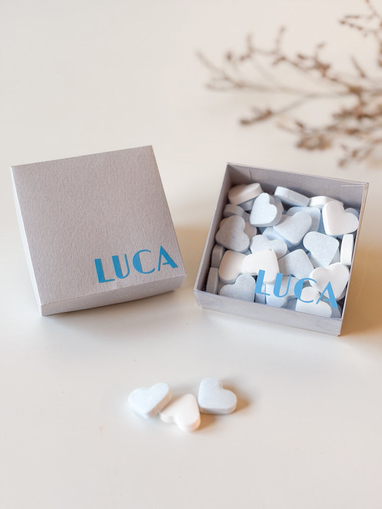 Dekseldoosje in parelgrijs voor doopsuiker - Atelier D