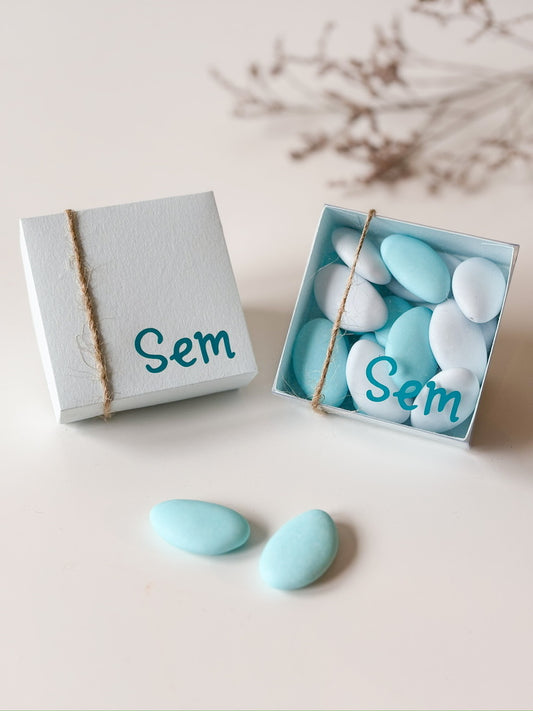 Dekseldoosje in pastel blauw voor doopsuiker - Atelier D