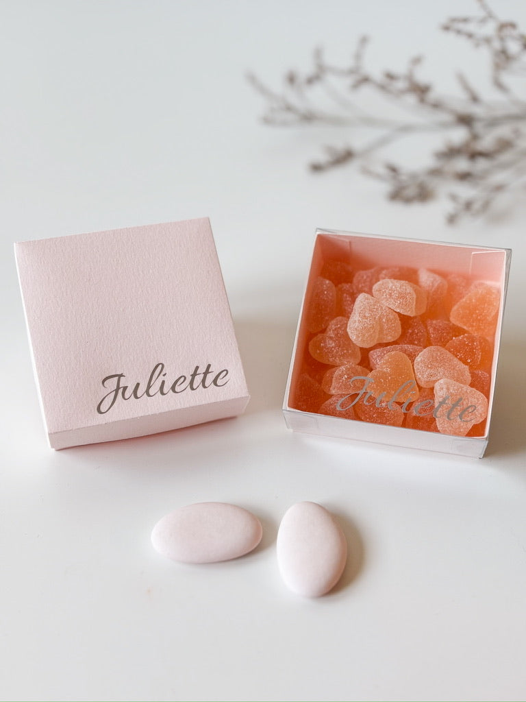 Dekseldoosje in pastel roze voor doopsuiker - Atelier D