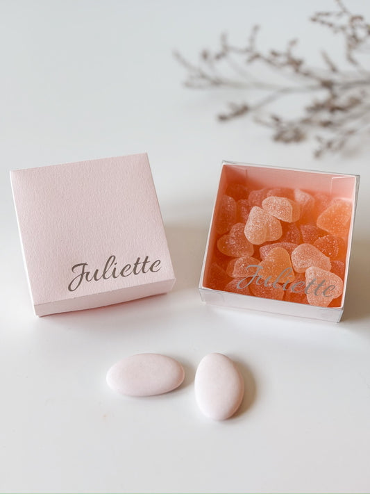 Dekseldoosje in pastel roze voor doopsuiker - Atelier D