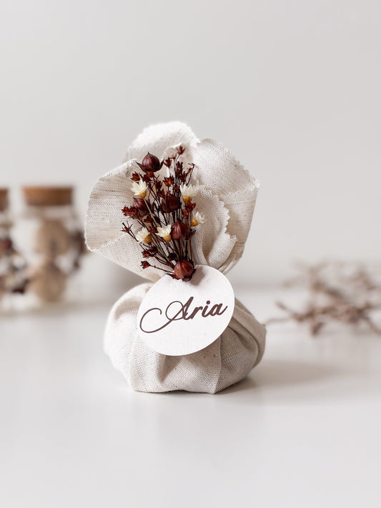 Linnen zakje spikkel voor doopsuiker - Atelier D