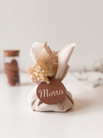 Linnen zakje zand voor doopsuiker - Atelier D