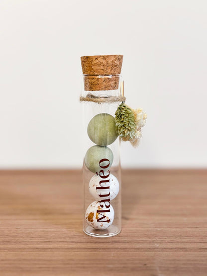 Proefbuisje in glas met kurken dop voor doopsuiker - Atelier D