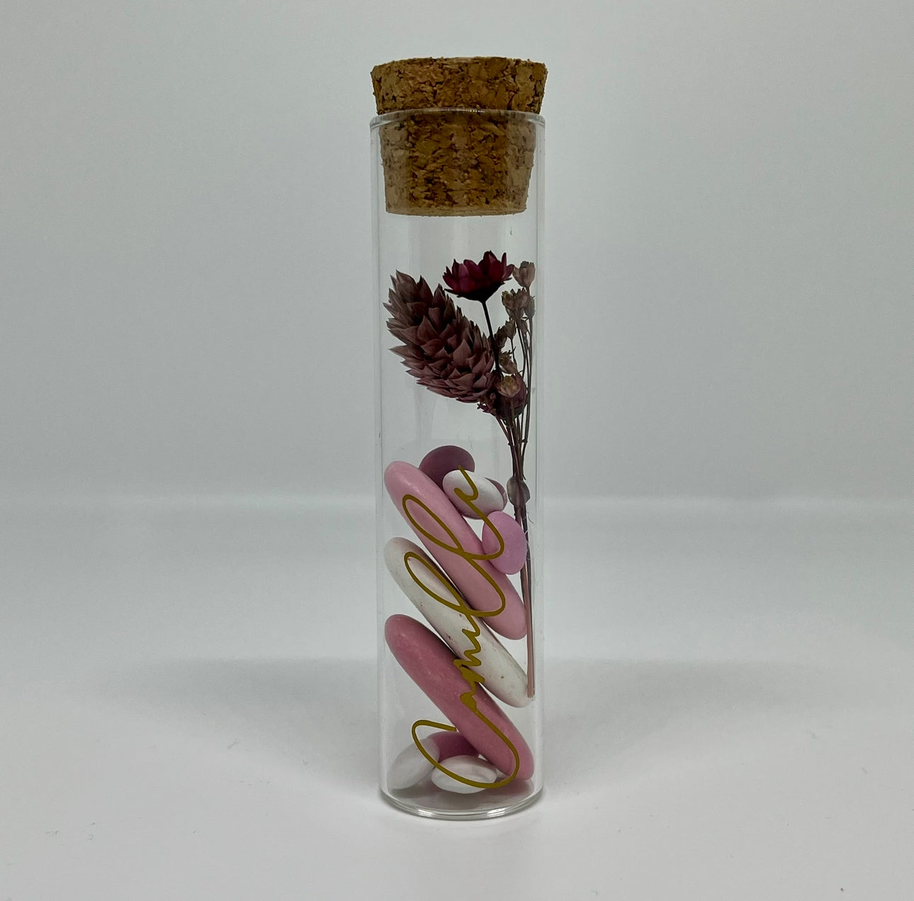 Proefbuisje in glas met kurken dop voor doopsuiker - Atelier D