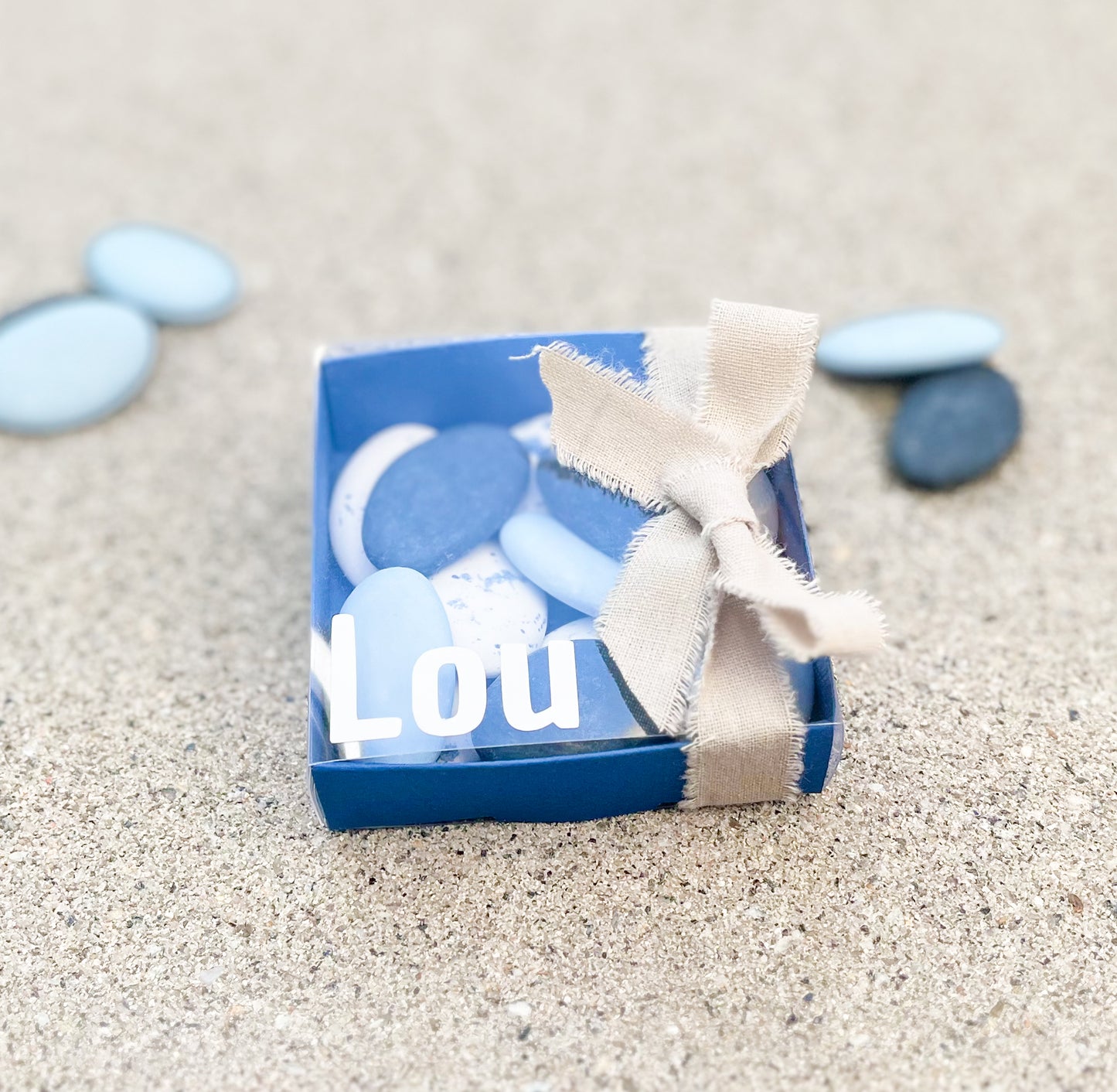 Schuifdoosje in blauw voor doopsuiker - Atelier D