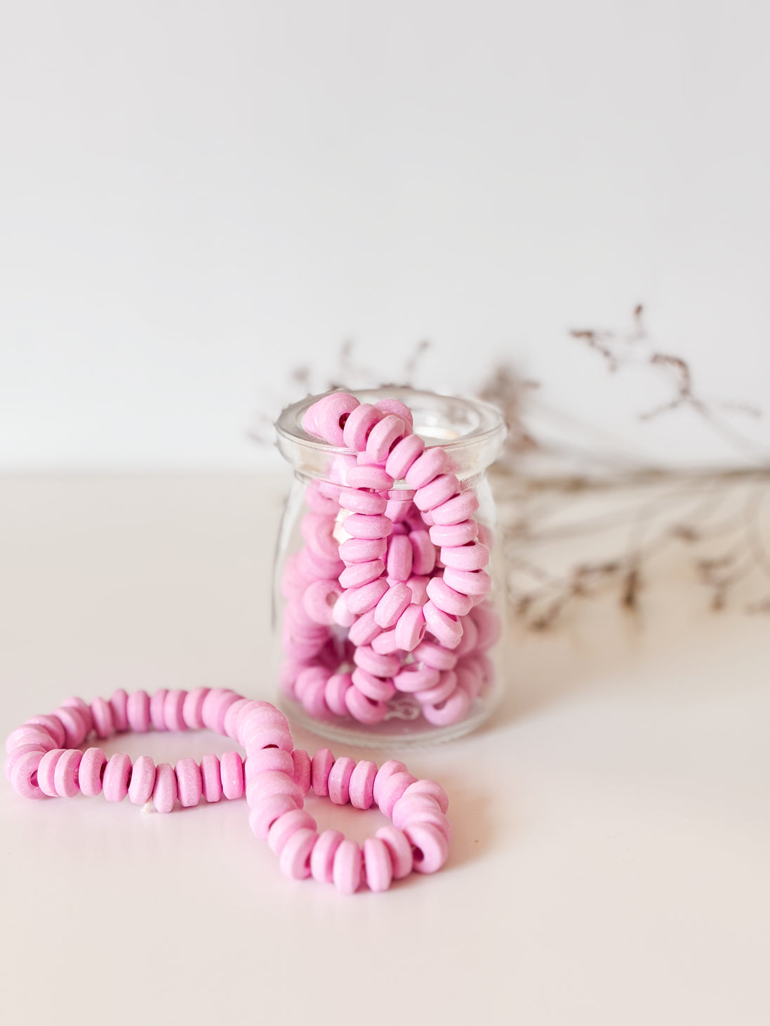 Snoepketting in roze als vulling voor je doopsuiker. doopsuiker zelf maken.