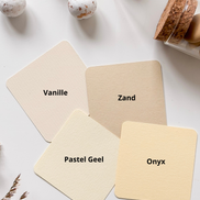 Staalkaartjes in beige tinten voor doosjes voor doopsuiker - Atelier D