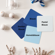 Staalkaartjes in blauwe tinten voor doosjes voor doopsuiker - Atelier D