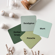 Staalkaartjes in groene tinten voor doosjes voor doopsuiker - Atelier D