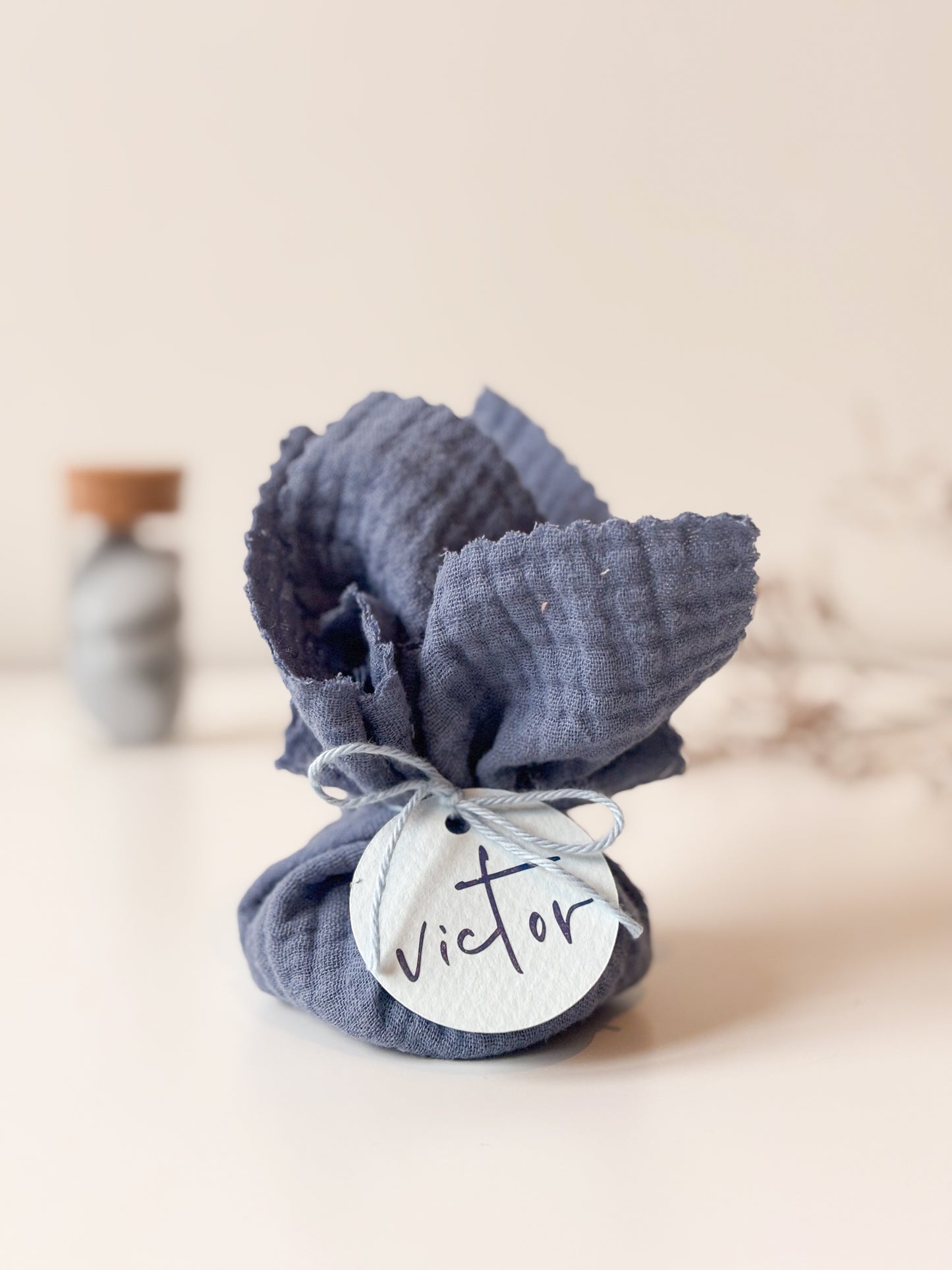 Tetra zakje blauw voor doopsuiker - Atelier D