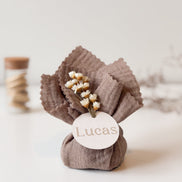 Tetra zakje taupe voor doopsuiker - Atelier D