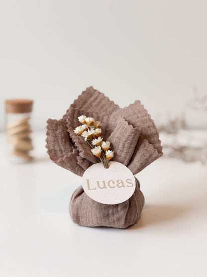 Tetra zakje taupe voor doopsuiker - Atelier D