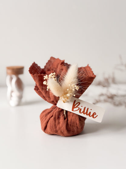 Tetra zakje terracotta voor doopsuiker - Atelier D