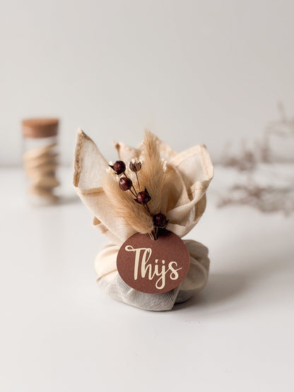 Zijden zakje zand voor doopsuiker - Atelier D